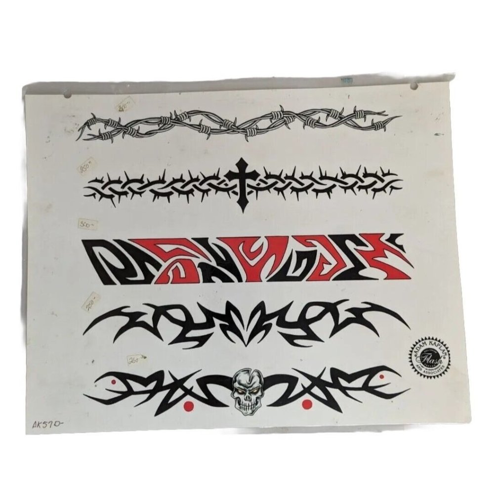 Vintage Tattoo Flash Art Adam Kaplan 1997 Flash Barbed Wire Tribal Band